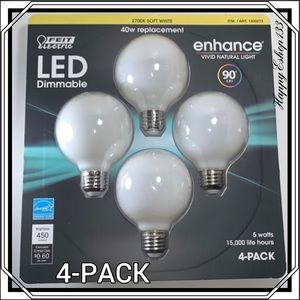 Feit Electric Dimmable LED 2700K, Globes, 4-Pack